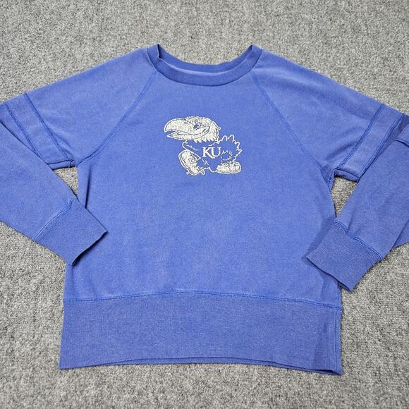 Vintage Kansas Jayhawks Big Jay Sweatshirt Small Crewneck Blue Touch Brand - Picture 1 of 8